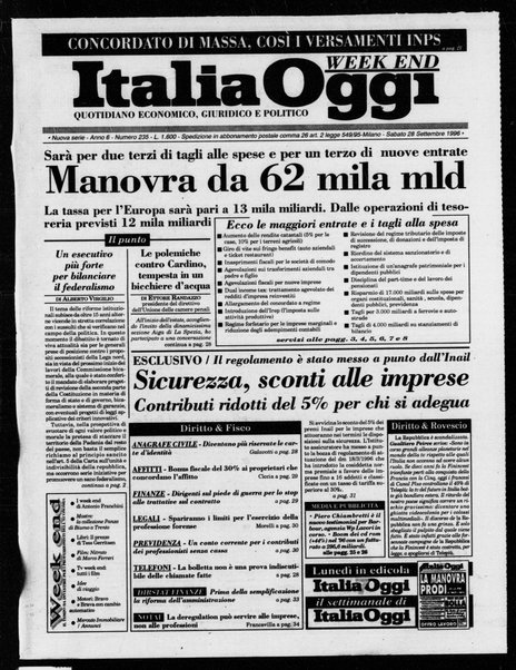 Italia oggi : quotidiano di economia finanza e politica